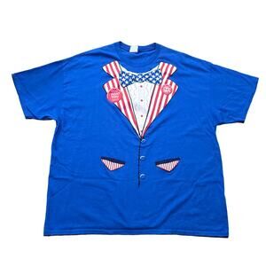 Gildan American Flag Star Bowtie Uncle Sam Tuxedo I WANT YOU Short Sleeved Shirt